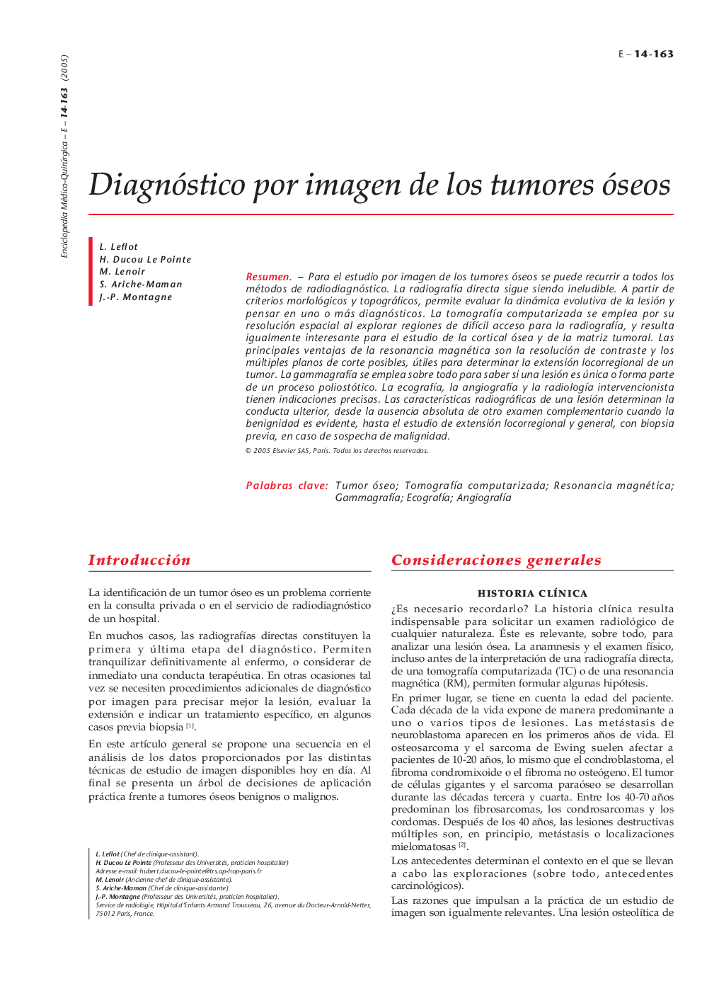 Diagnóstico por imagen de los tumores óseos