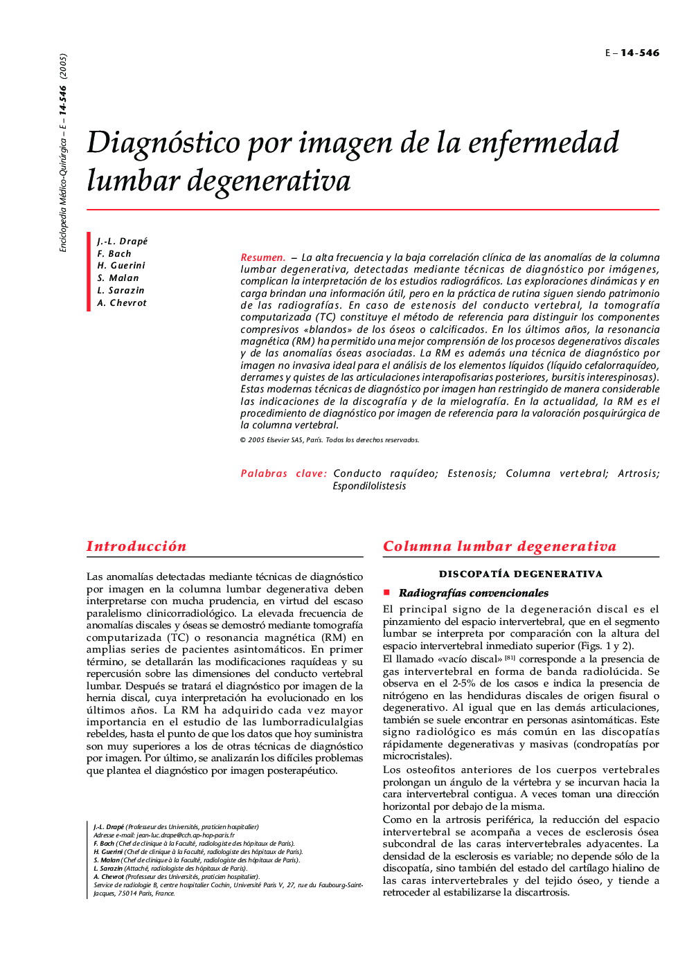 Diagnóstico por imagen de la enfermedad lumbar degenerativa