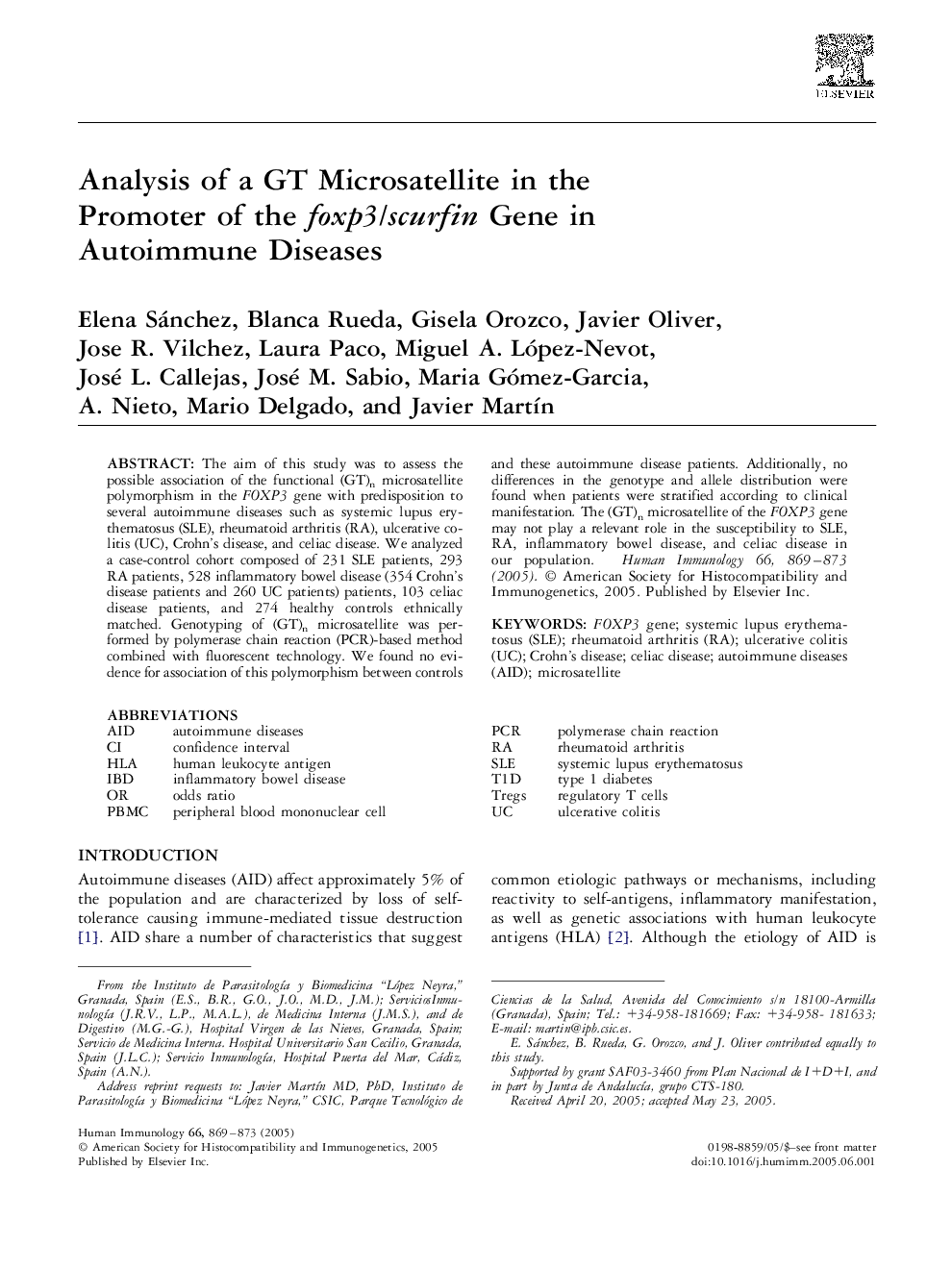 Analysis of a GT Microsatellite in the Promoter of the foxp3/scurfin Gene in Autoimmune Diseases