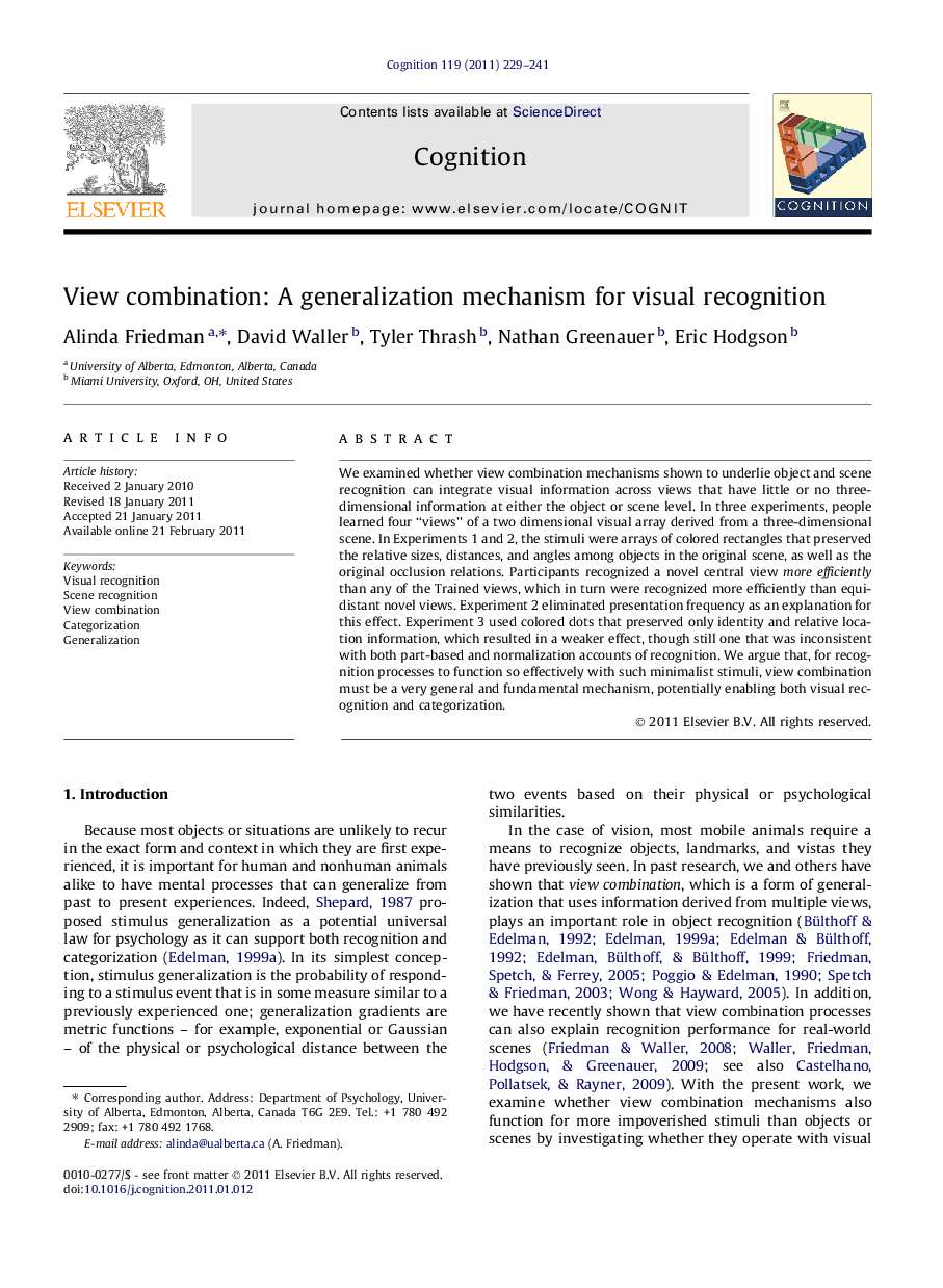 View combination: A generalization mechanism for visual recognition