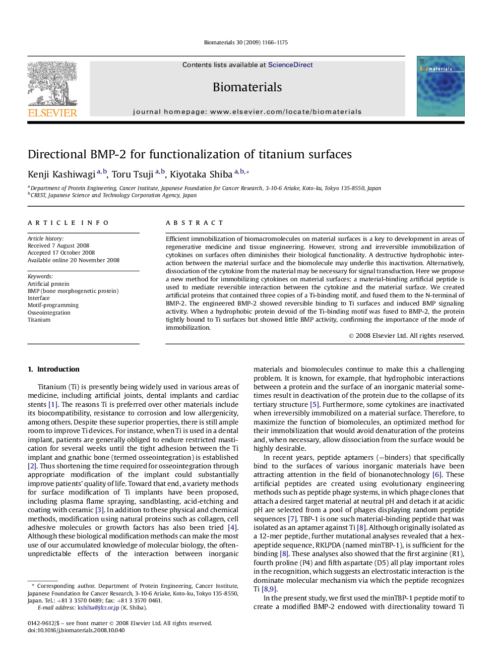 Directional BMP-2 for functionalization of titanium surfaces