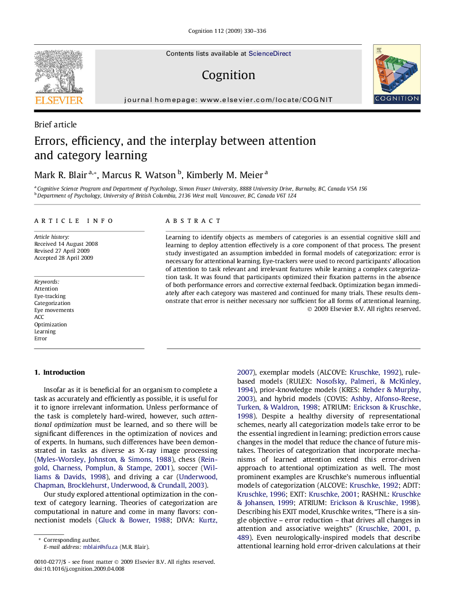 Errors, efficiency, and the interplay between attention and category learning