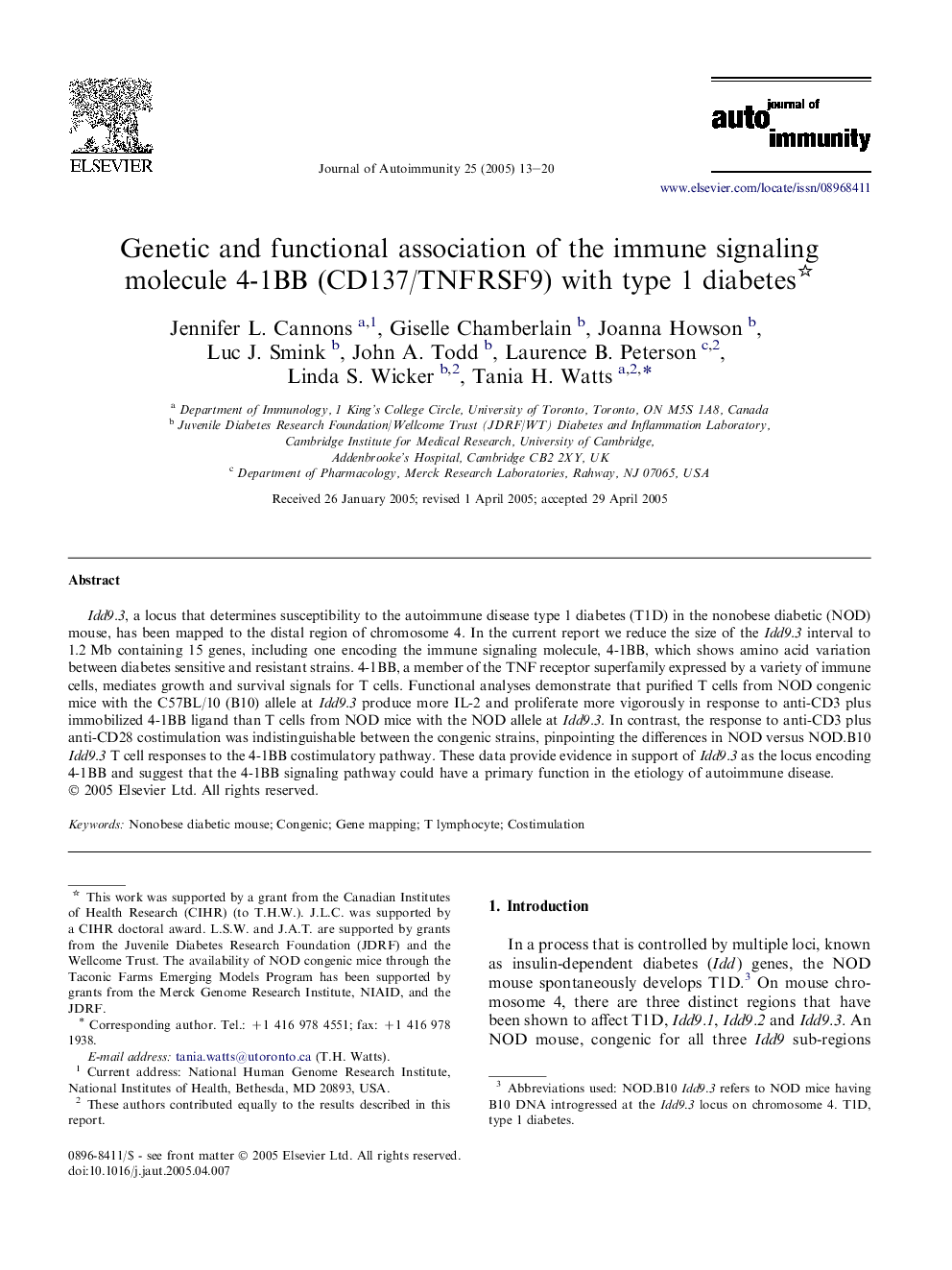 Genetic and functional association of the immune signaling molecule 4-1BB (CD137/TNFRSF9) with type 1 diabetes