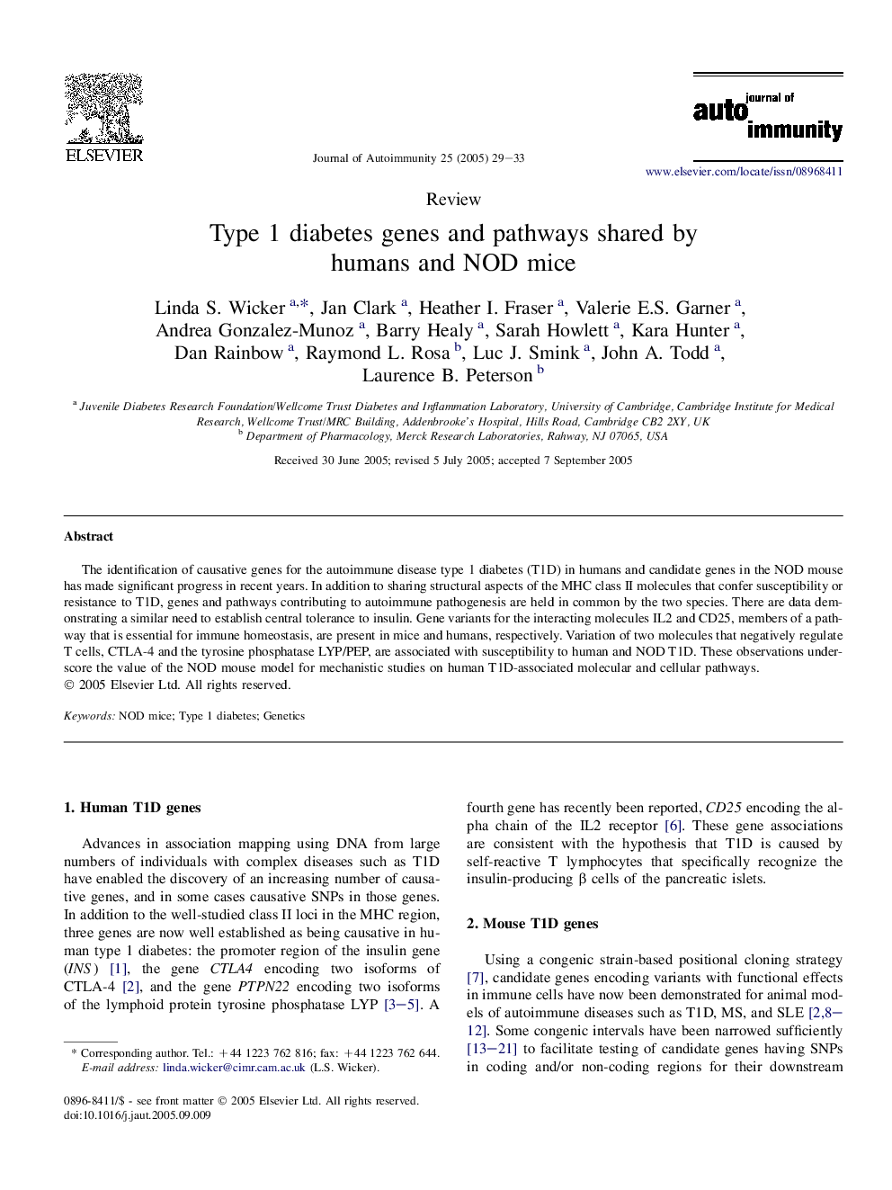 Type 1 diabetes genes and pathways shared by humans and NOD mice