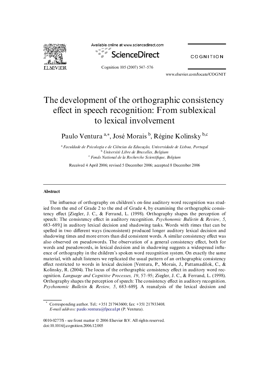 The development of the orthographic consistency effect in speech recognition: From sublexical to lexical involvement