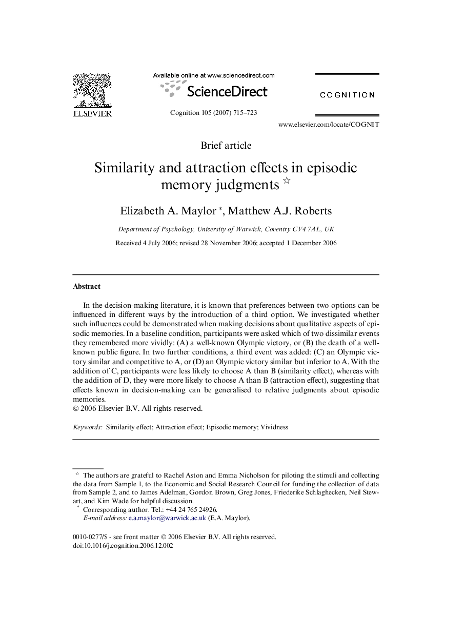 Similarity and attraction effects in episodic memory judgments 