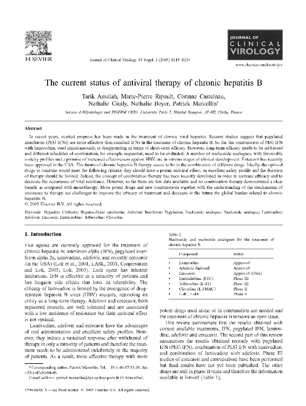 The current status of antiviral therapy of chronic hepatitis B