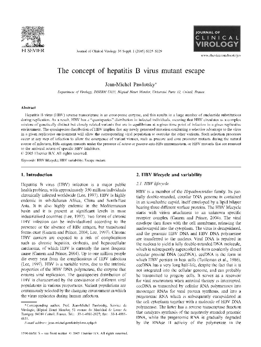 The concept of hepatitis B virus mutant escape