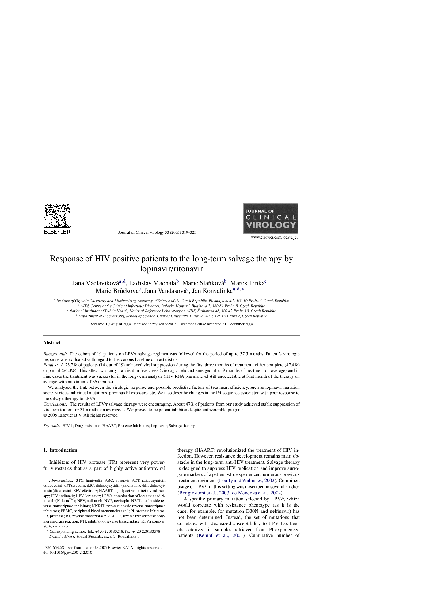 Response of HIV positive patients to the long-term salvage therapy by lopinavir/ritonavir