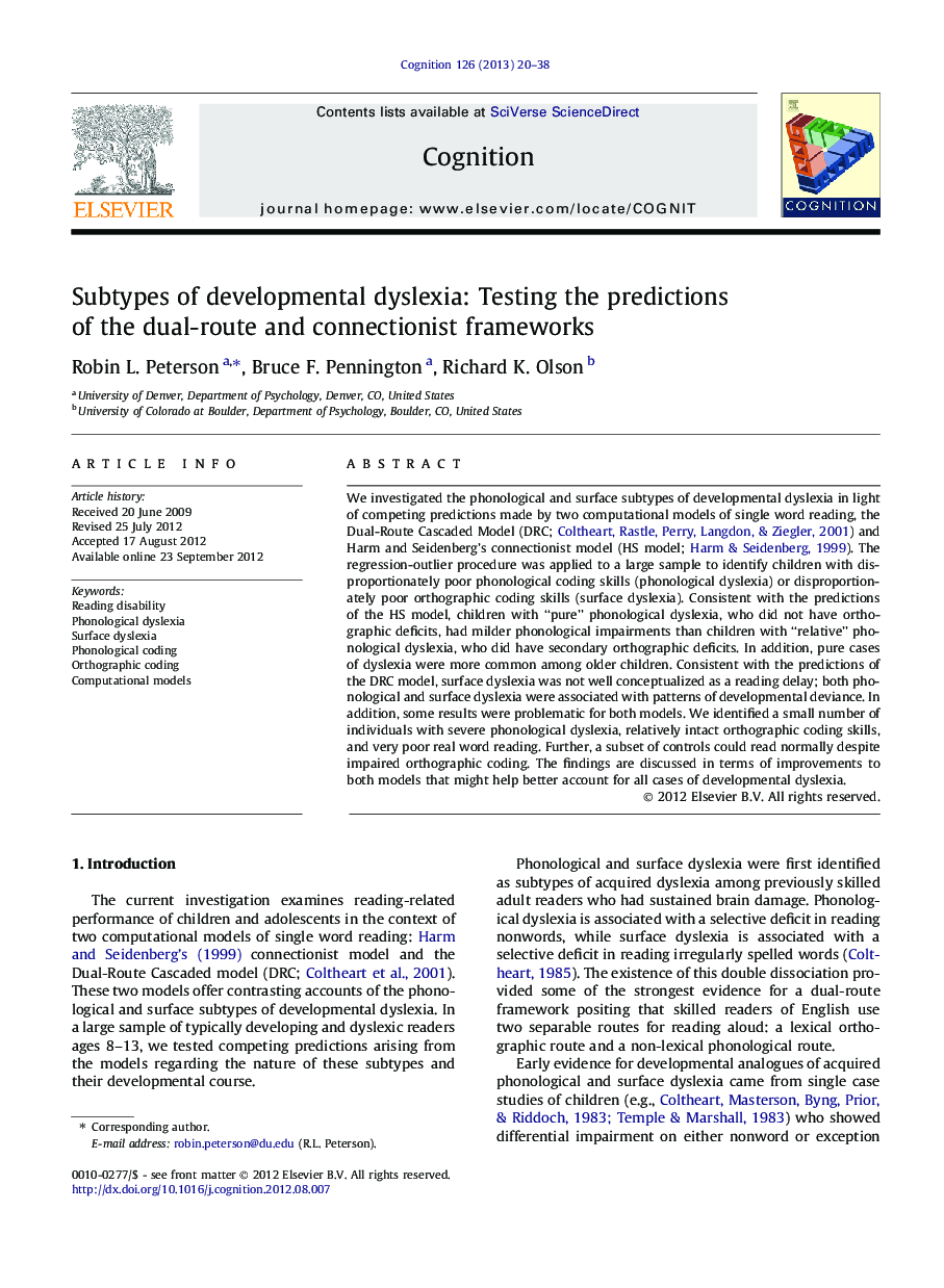 Subtypes of developmental dyslexia: Testing the predictions of the dual-route and connectionist frameworks