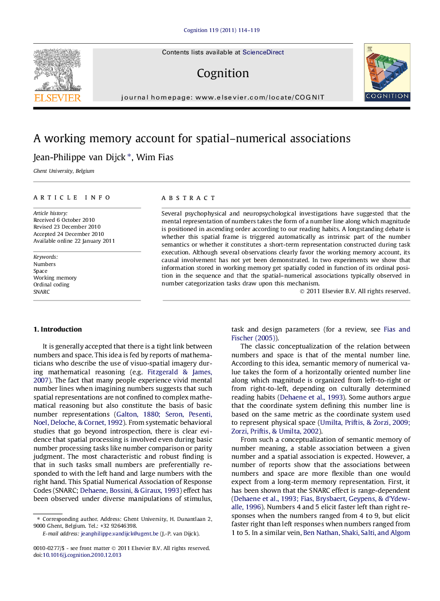 A working memory account for spatial–numerical associations