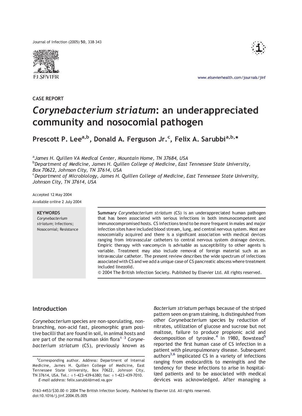 Corynebacterium striatum: an underappreciated community and nosocomial pathogen