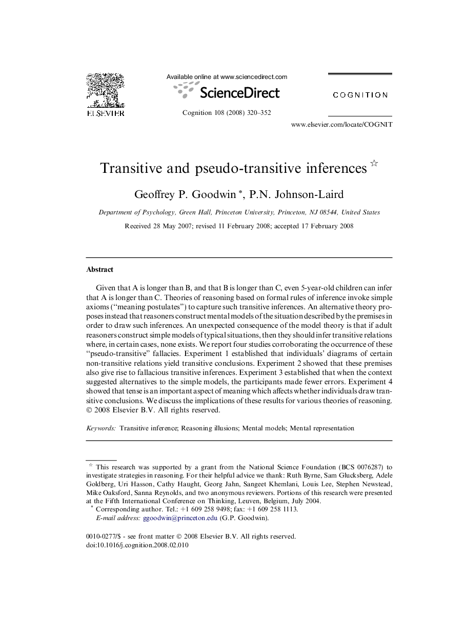 Transitive and pseudo-transitive inferences 