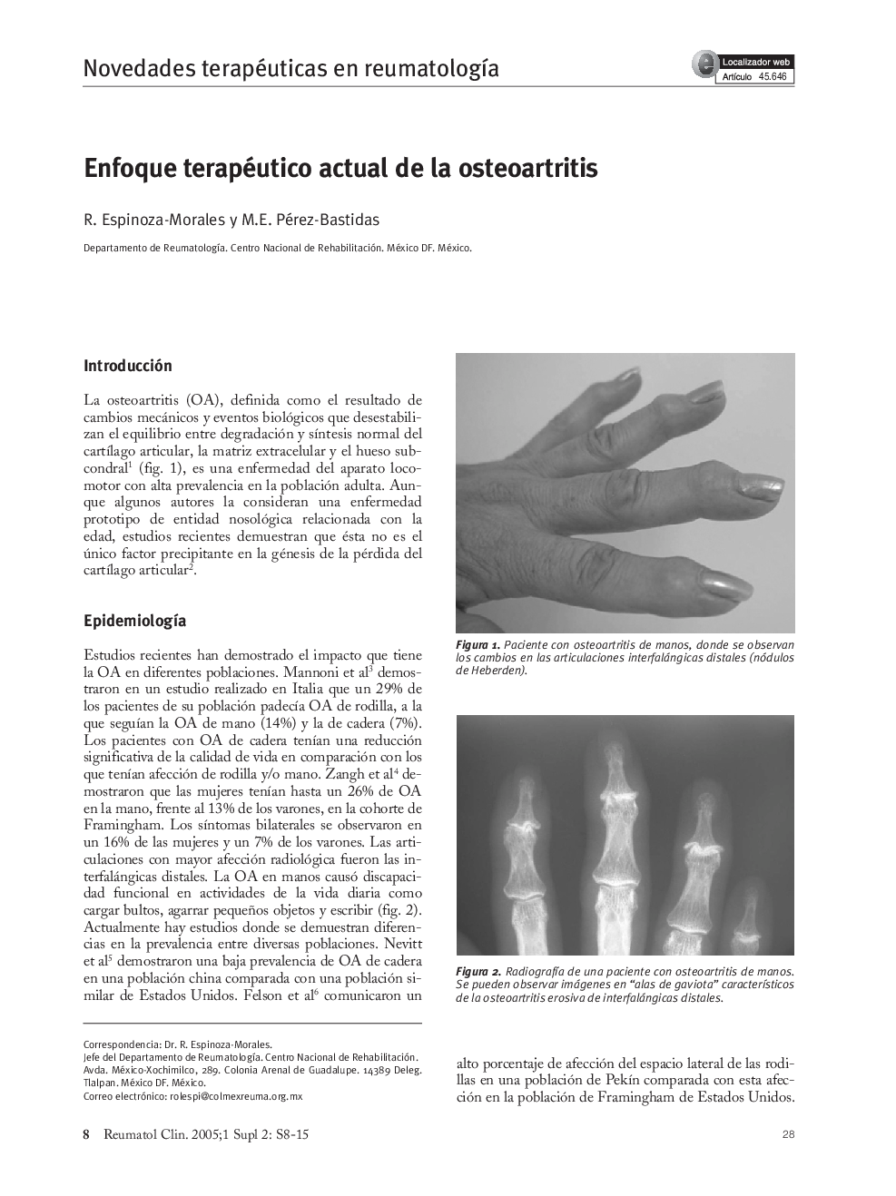 Enfoque terapéutico actual de la osteoartritis