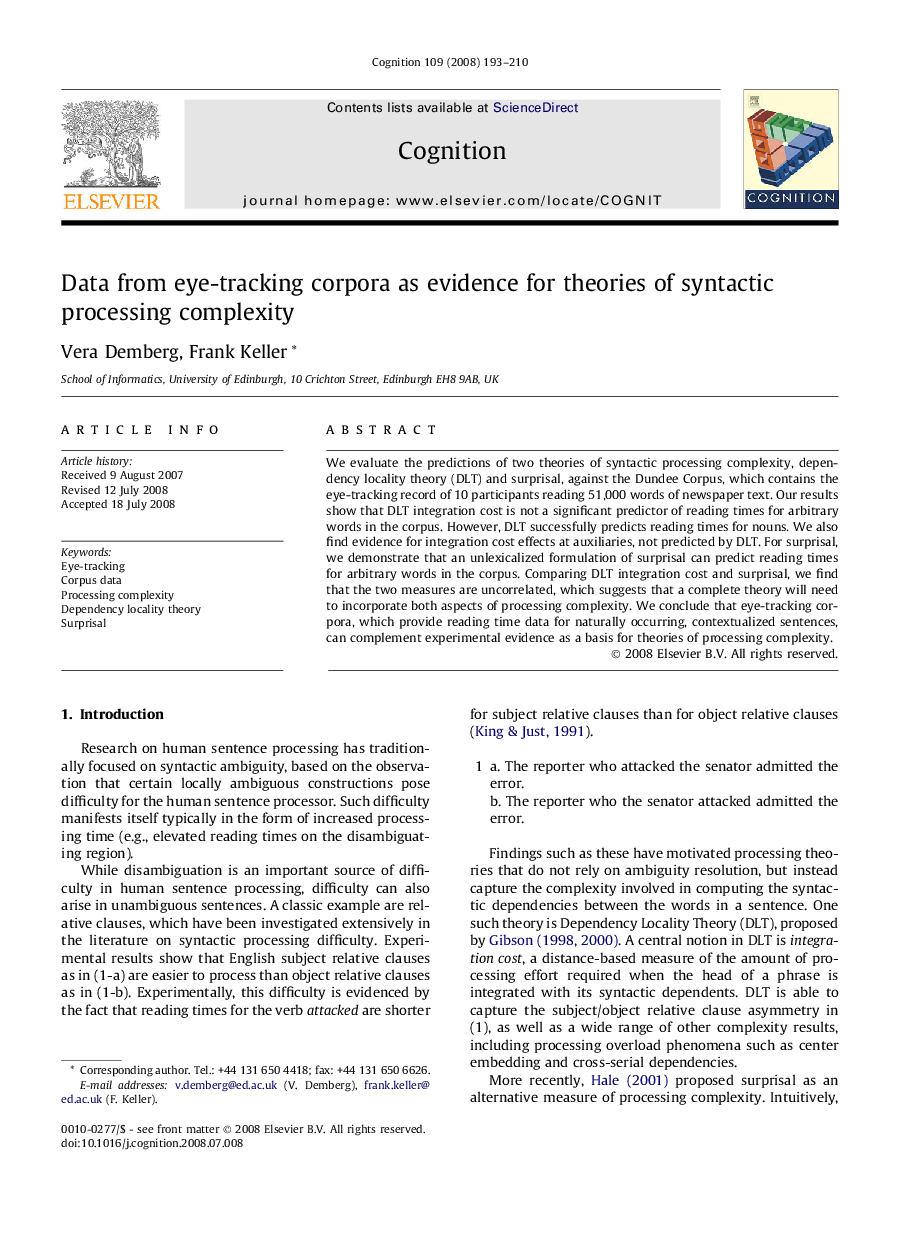 Data from eye-tracking corpora as evidence for theories of syntactic processing complexity