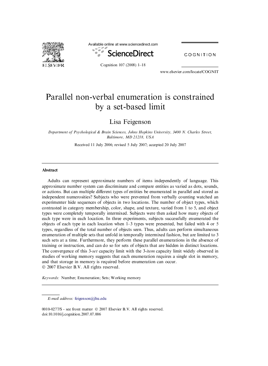 Parallel non-verbal enumeration is constrained by a set-based limit