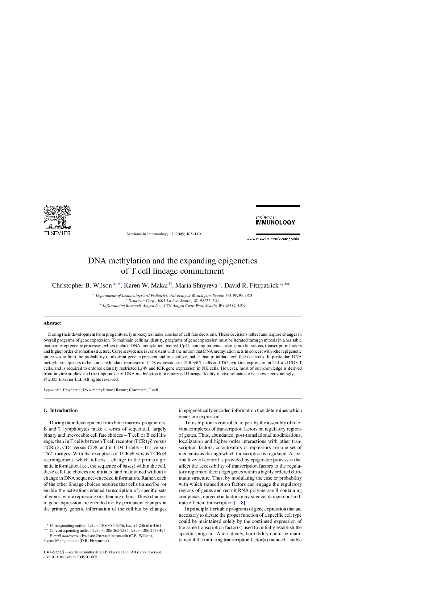 عکس صفحه اول مقاله: DNA methylation and the expanding epigenetics of T cell lineage commitment DNA methylation and the expanding epigenetics of T cell lineage commitment