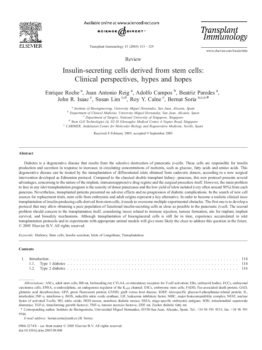 Insulin-secreting cells derived from stem cells: Clinical perspectives, hypes and hopes