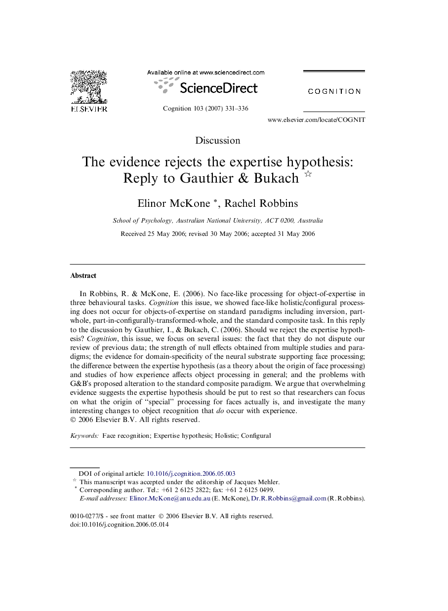 The evidence rejects the expertise hypothesis: Reply to Gauthier & Bukach 