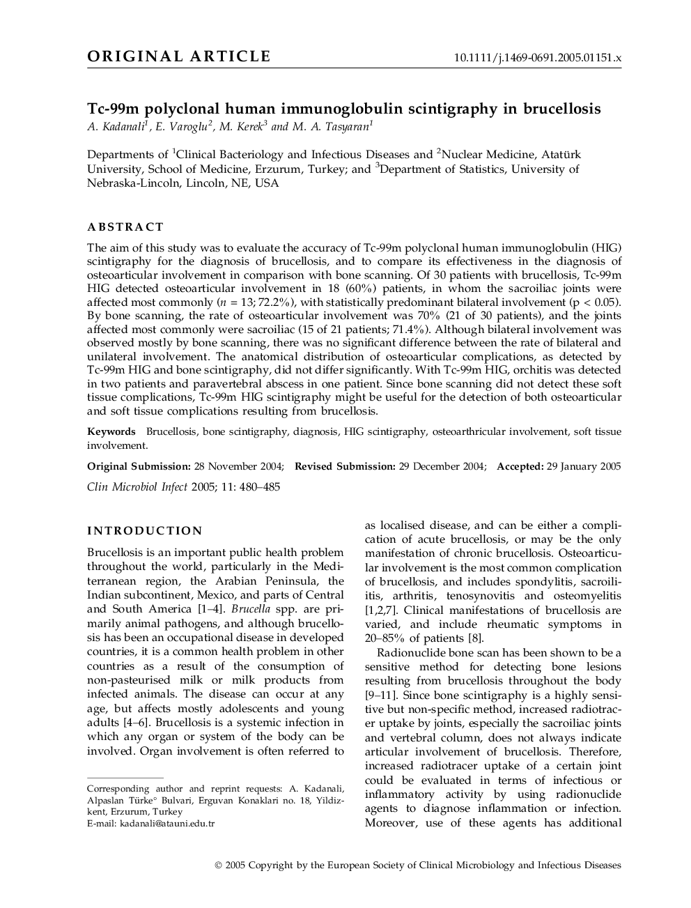 Tc-99m polyclonal human immunoglobulin scintigraphy in brucellosis