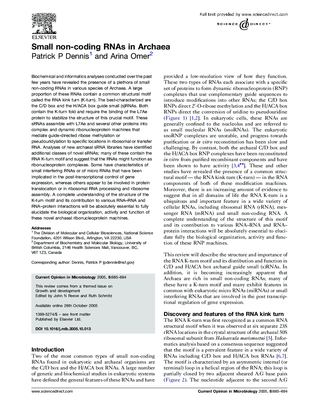 Small non-coding RNAs in Archaea