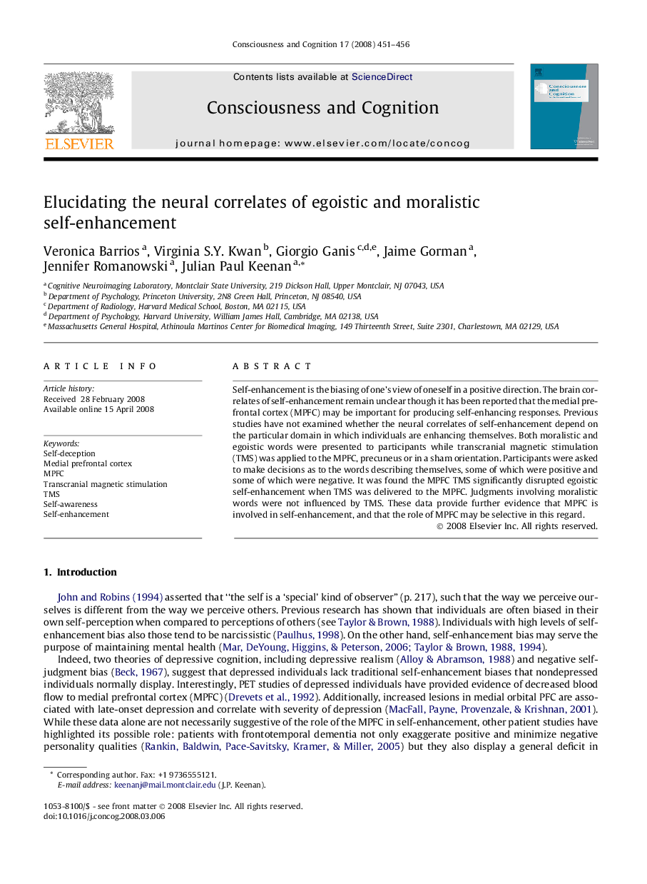 Elucidating the neural correlates of egoistic and moralistic self-enhancement