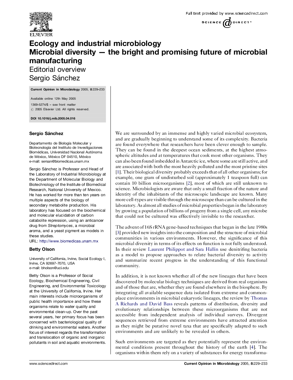 Ecology and industrial microbiology