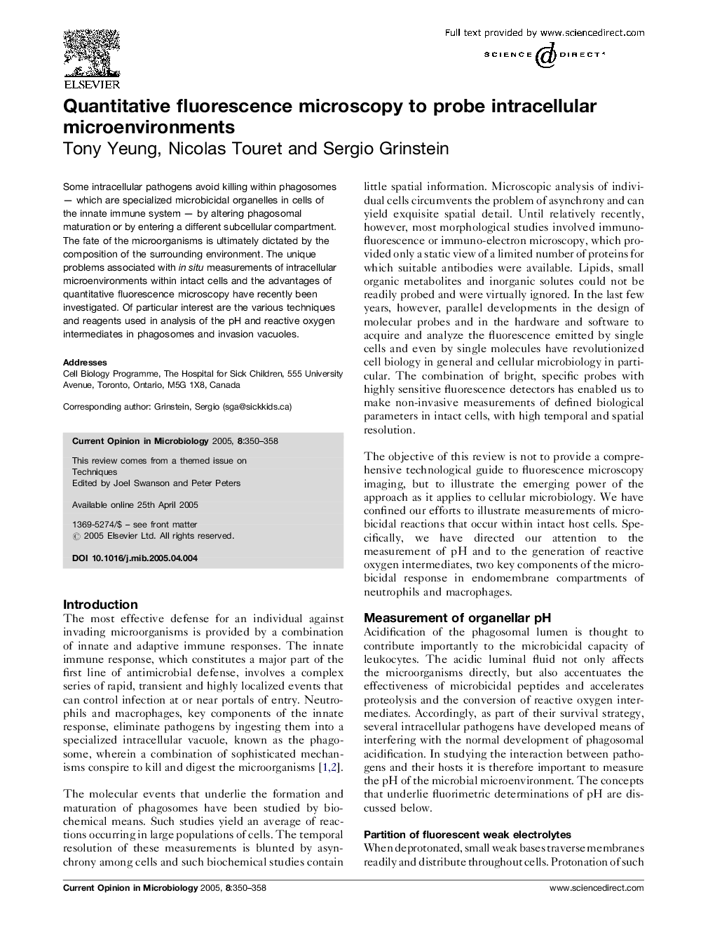 Quantitative fluorescence microscopy to probe intracellular microenvironments