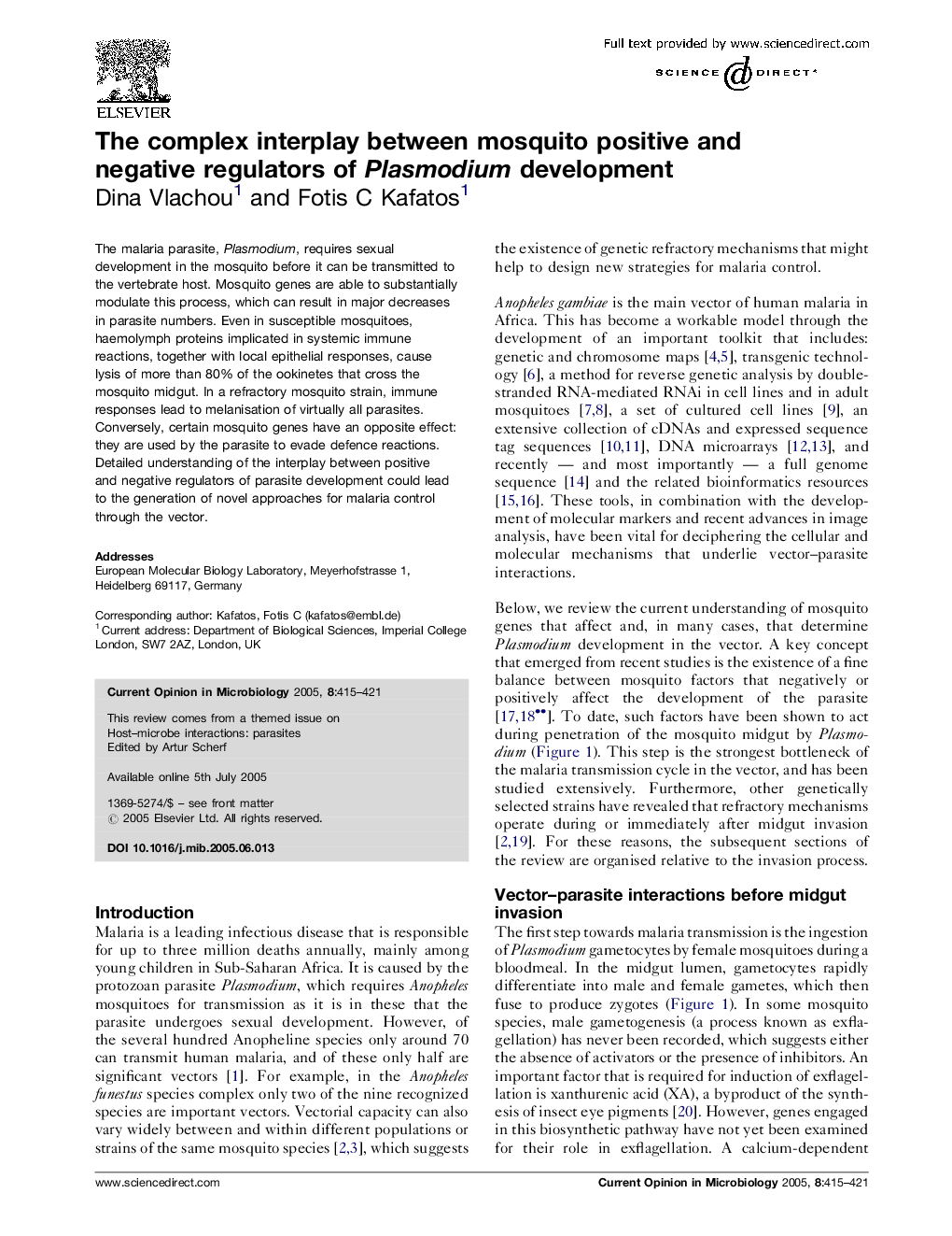 The complex interplay between mosquito positive and negative regulators of Plasmodium development