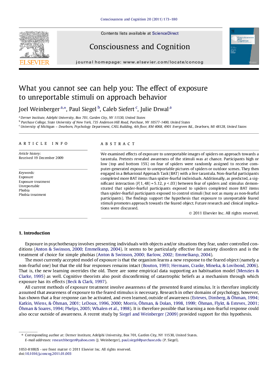 What you cannot see can help you: The effect of exposure to unreportable stimuli on approach behavior