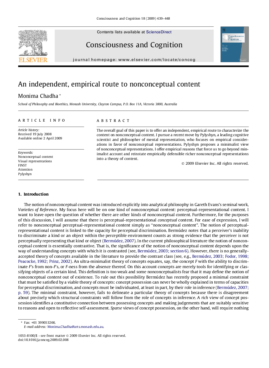 An independent, empirical route to nonconceptual content