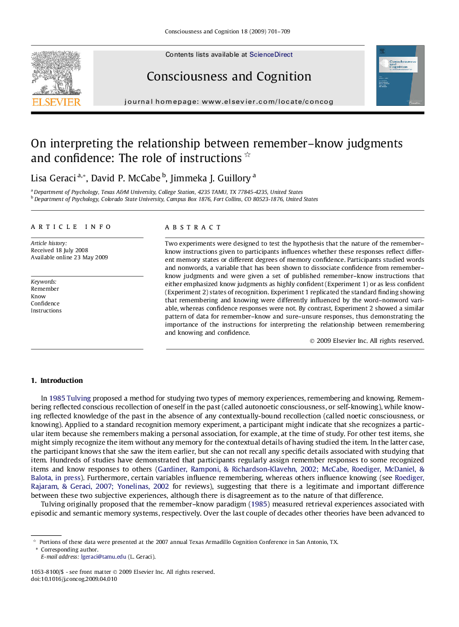 On interpreting the relationship between remember–know judgments and confidence: The role of instructions 