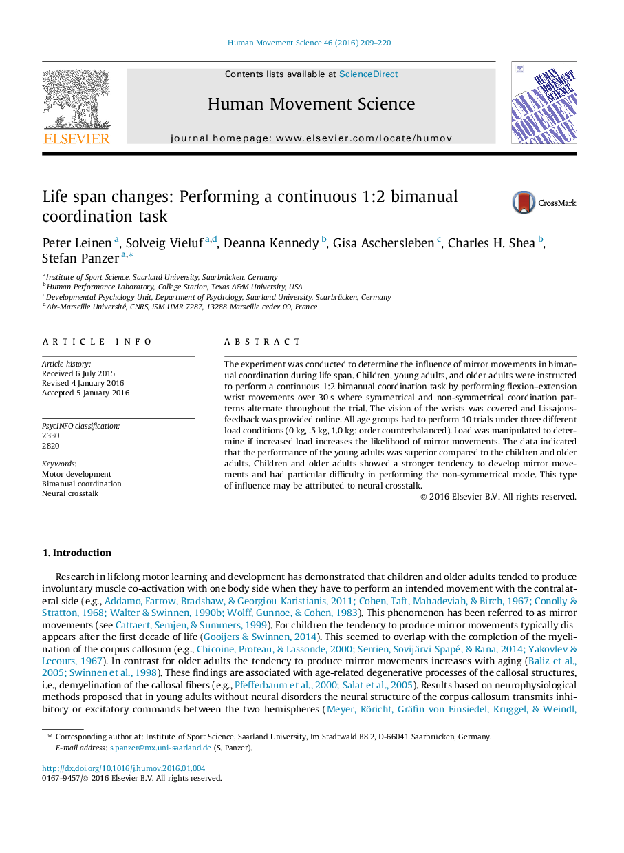 Life span changes: Performing a continuous 1:2 bimanual coordination task