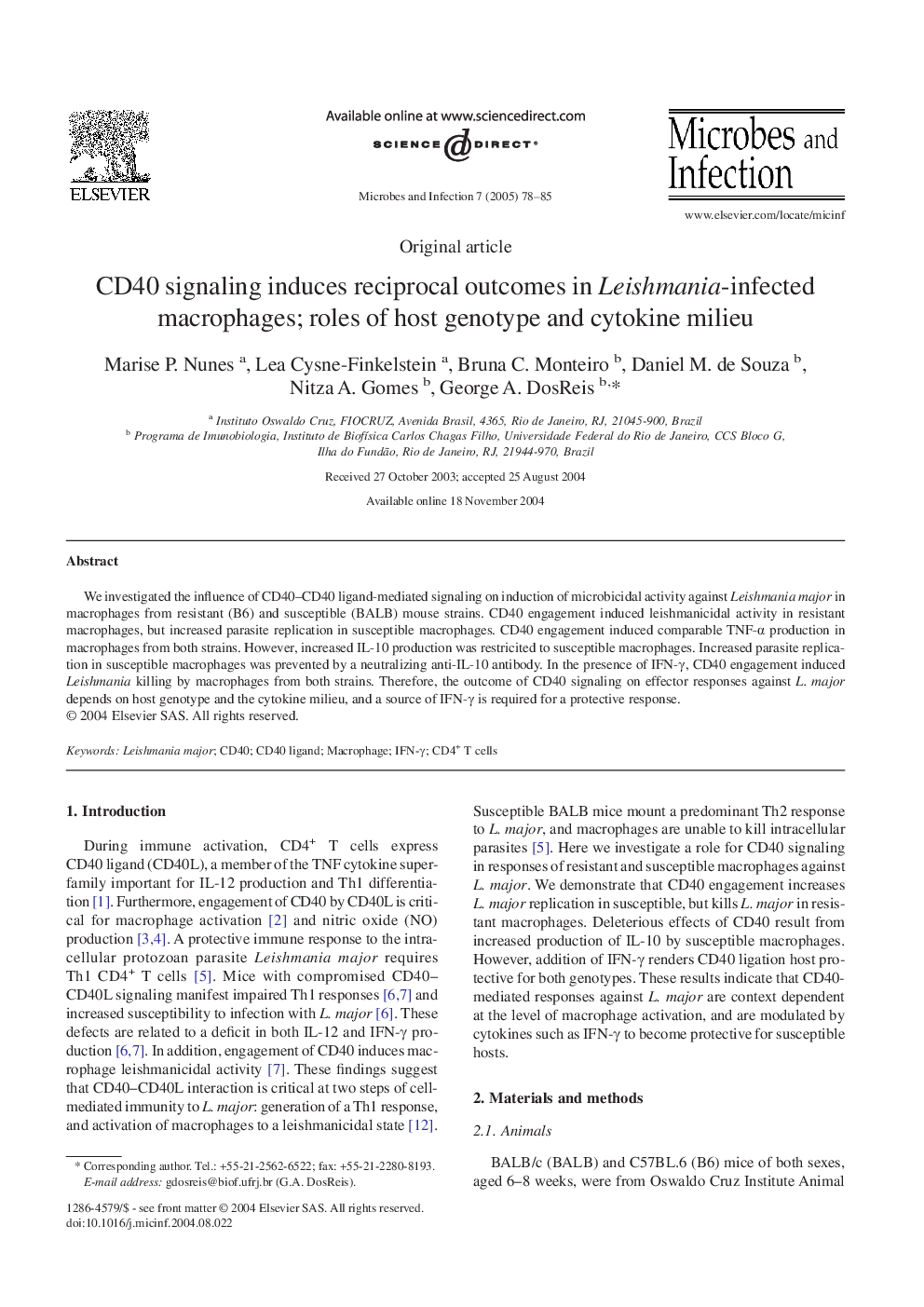 CD40 signaling induces reciprocal outcomes in Leishmania-infected macrophages; roles of host genotype and cytokine milieu