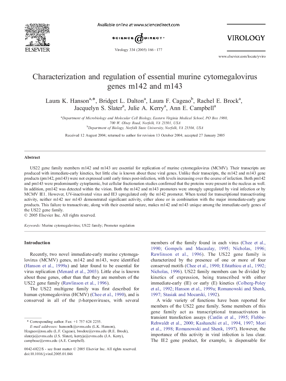 Characterization and regulation of essential murine cytomegalovirus genes m142 and m143