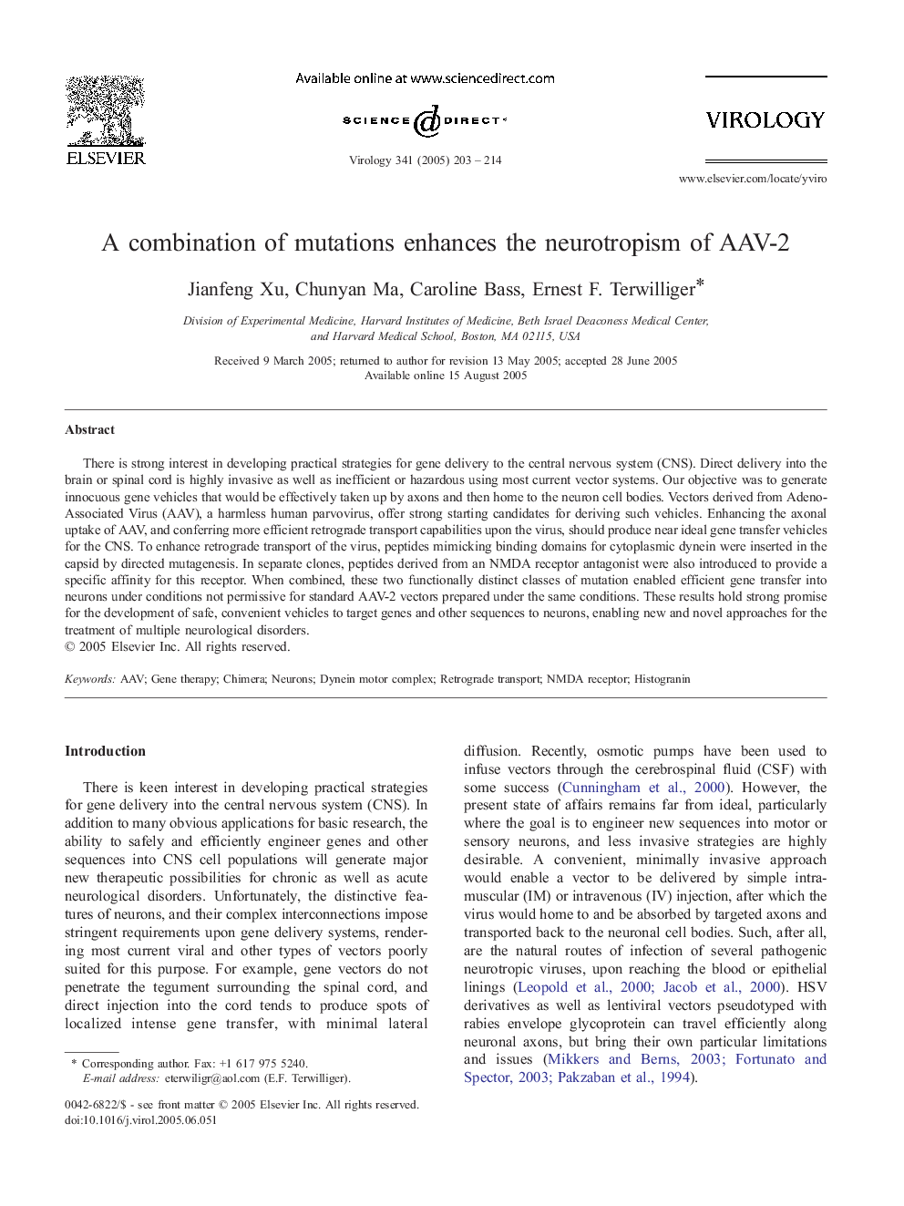 A combination of mutations enhances the neurotropism of AAV-2