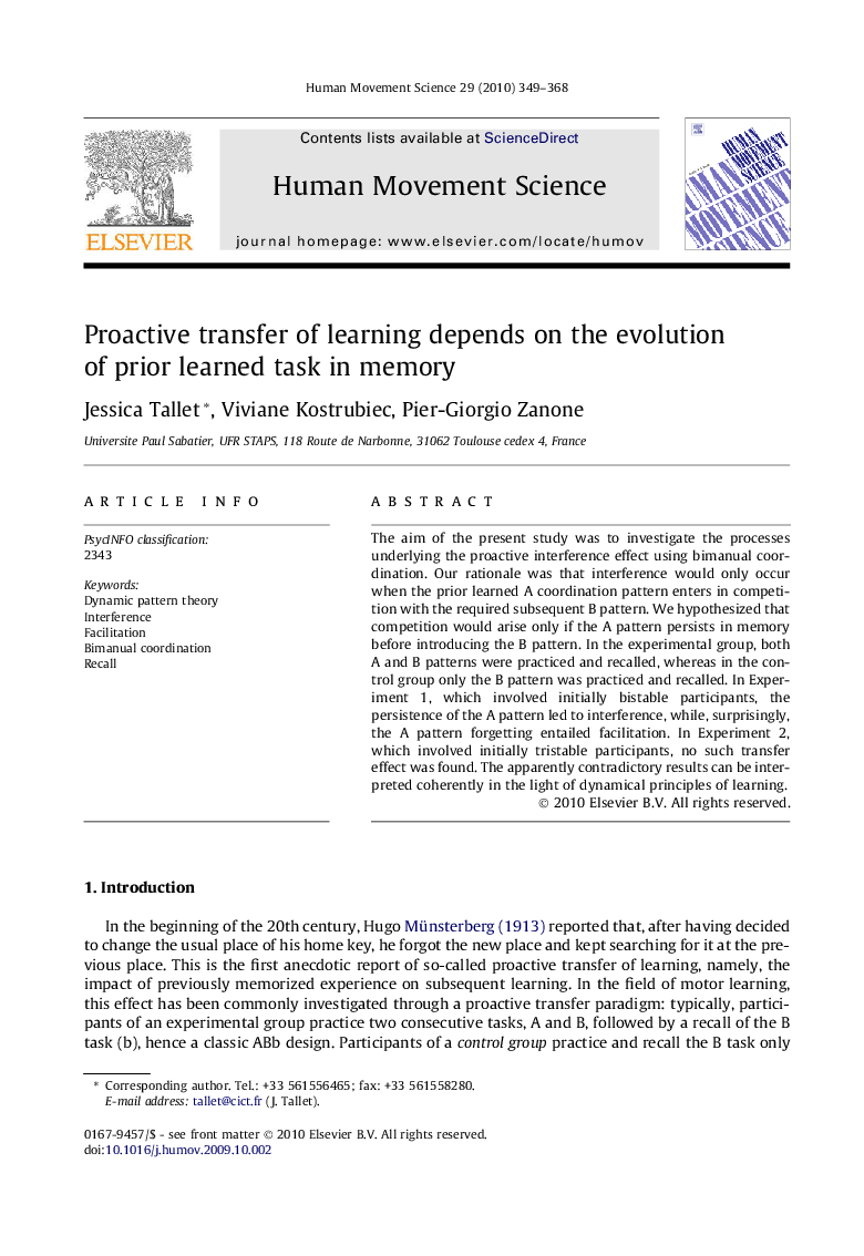 Proactive transfer of learning depends on the evolution of prior learned task in memory