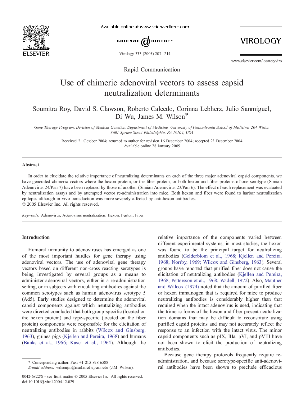 Use of chimeric adenoviral vectors to assess capsid neutralization determinants