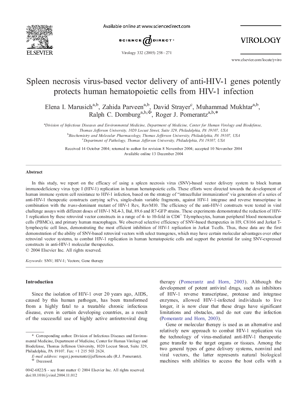 Spleen necrosis virus-based vector delivery of anti-HIV-1 genes potently protects human hematopoietic cells from HIV-1 infection