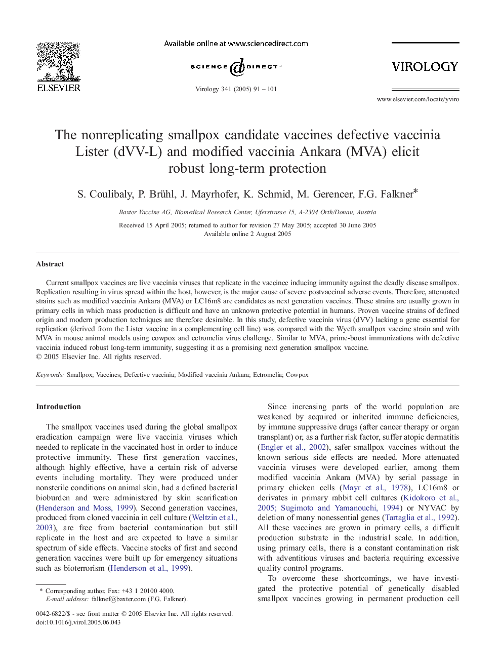 The nonreplicating smallpox candidate vaccines defective vaccinia Lister (dVV-L) and modified vaccinia Ankara (MVA) elicit robust long-term protection