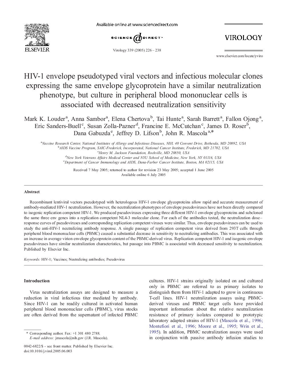 HIV-1 envelope pseudotyped viral vectors and infectious molecular clones expressing the same envelope glycoprotein have a similar neutralization phenotype, but culture in peripheral blood mononuclear cells is associated with decreased neutralization sensi