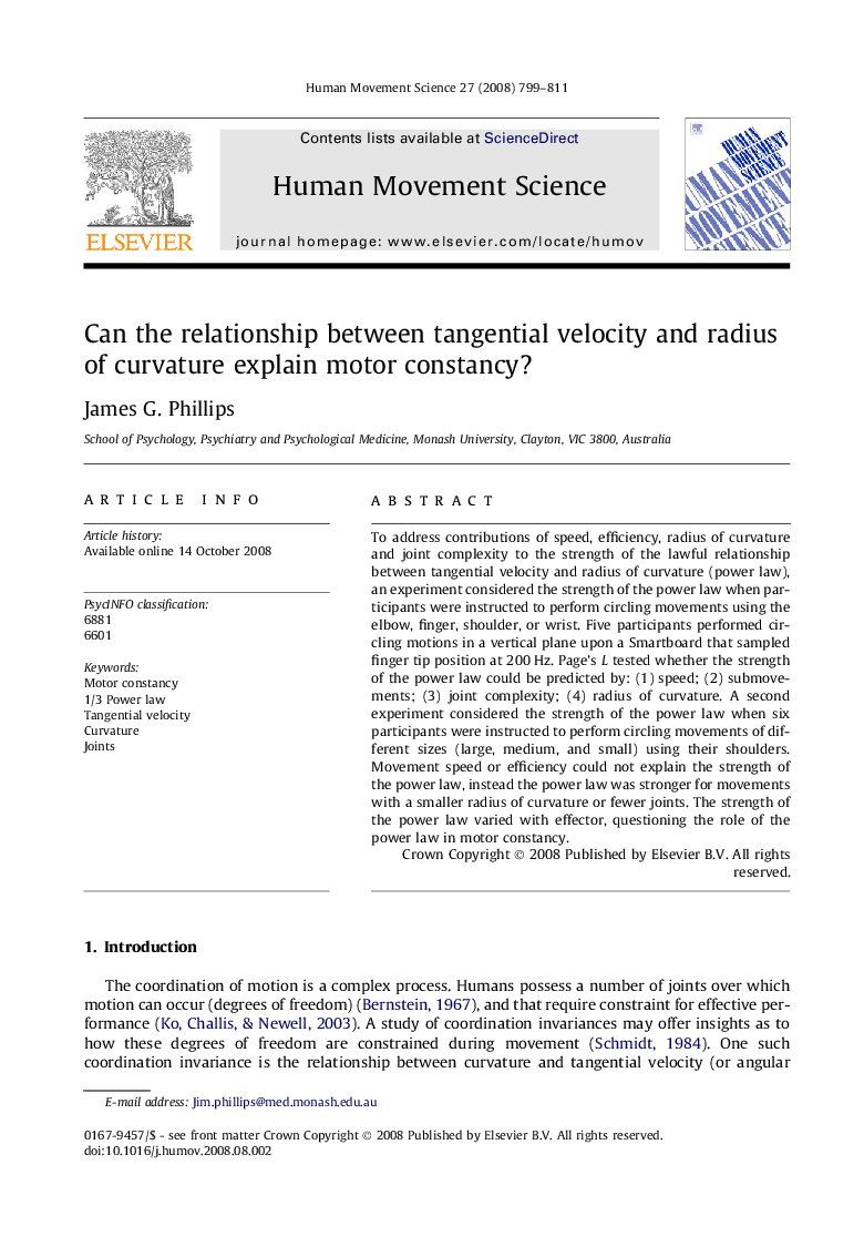 Can the relationship between tangential velocity and radius of curvature explain motor constancy?