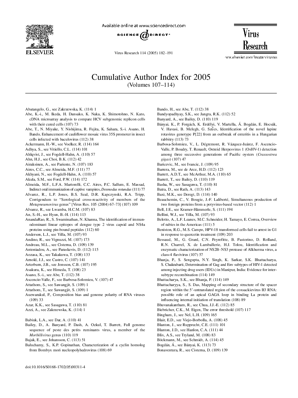 Cumulative Author Index for 2005