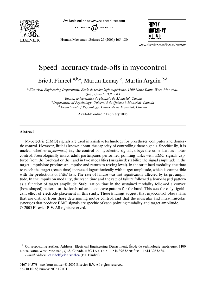 Speed–accuracy trade-offs in myocontrol