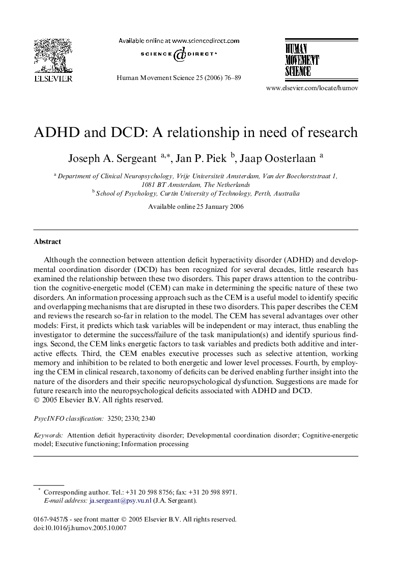 ADHD and DCD: A relationship in need of research