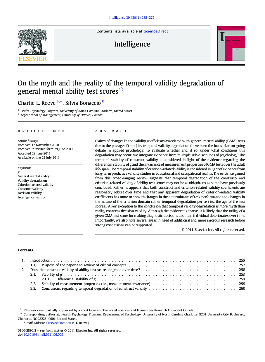 On the myth and the reality of the temporal validity degradation of general mental ability test scores 