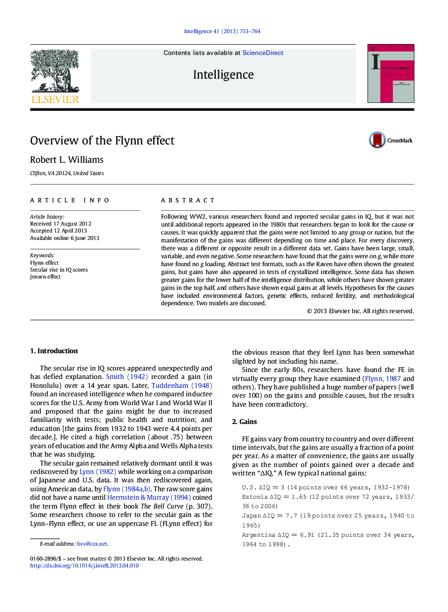 Overview of the Flynn effect