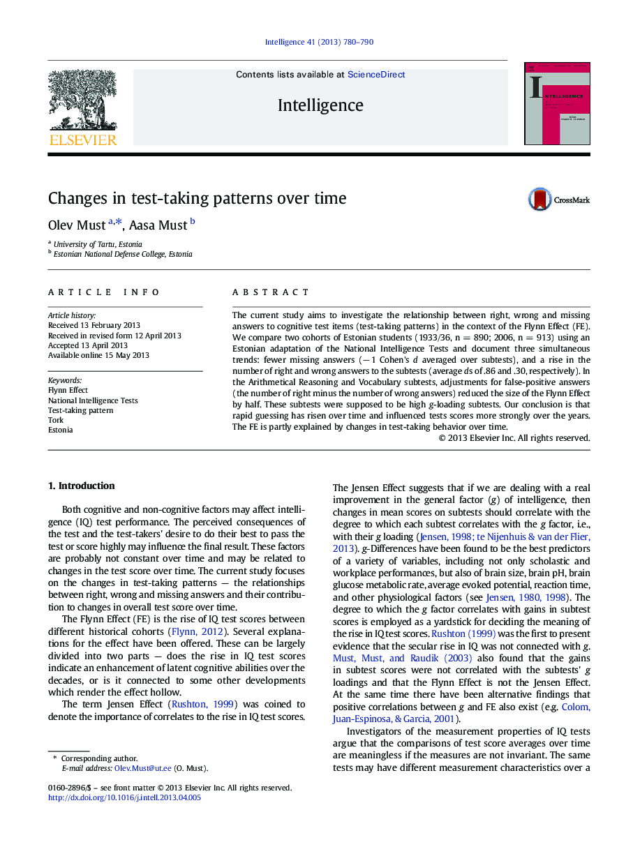 Changes in test-taking patterns over time