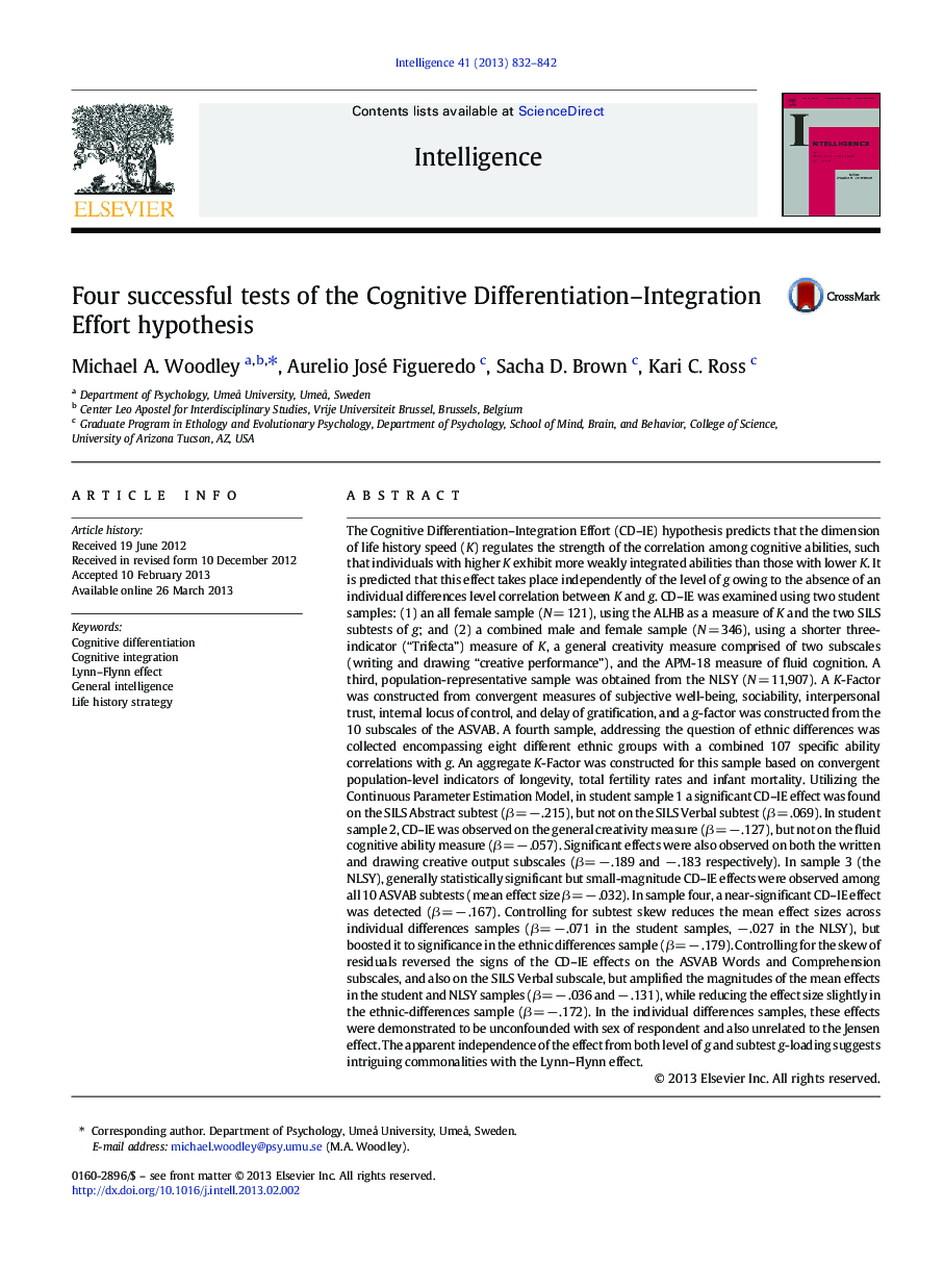 Four successful tests of the Cognitive Differentiation–Integration Effort hypothesis