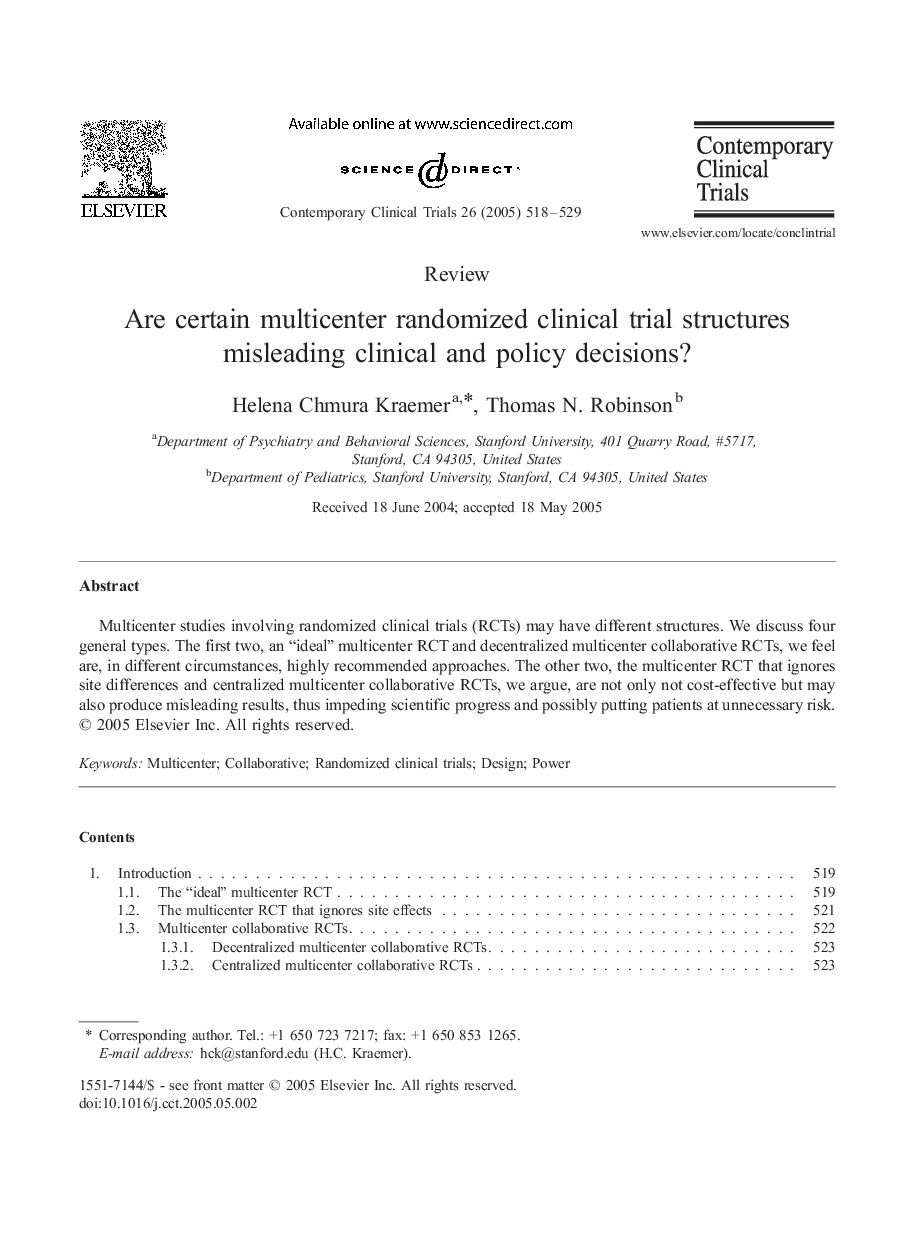 Are certain multicenter randomized clinical trial structures misleading clinical and policy decisions?